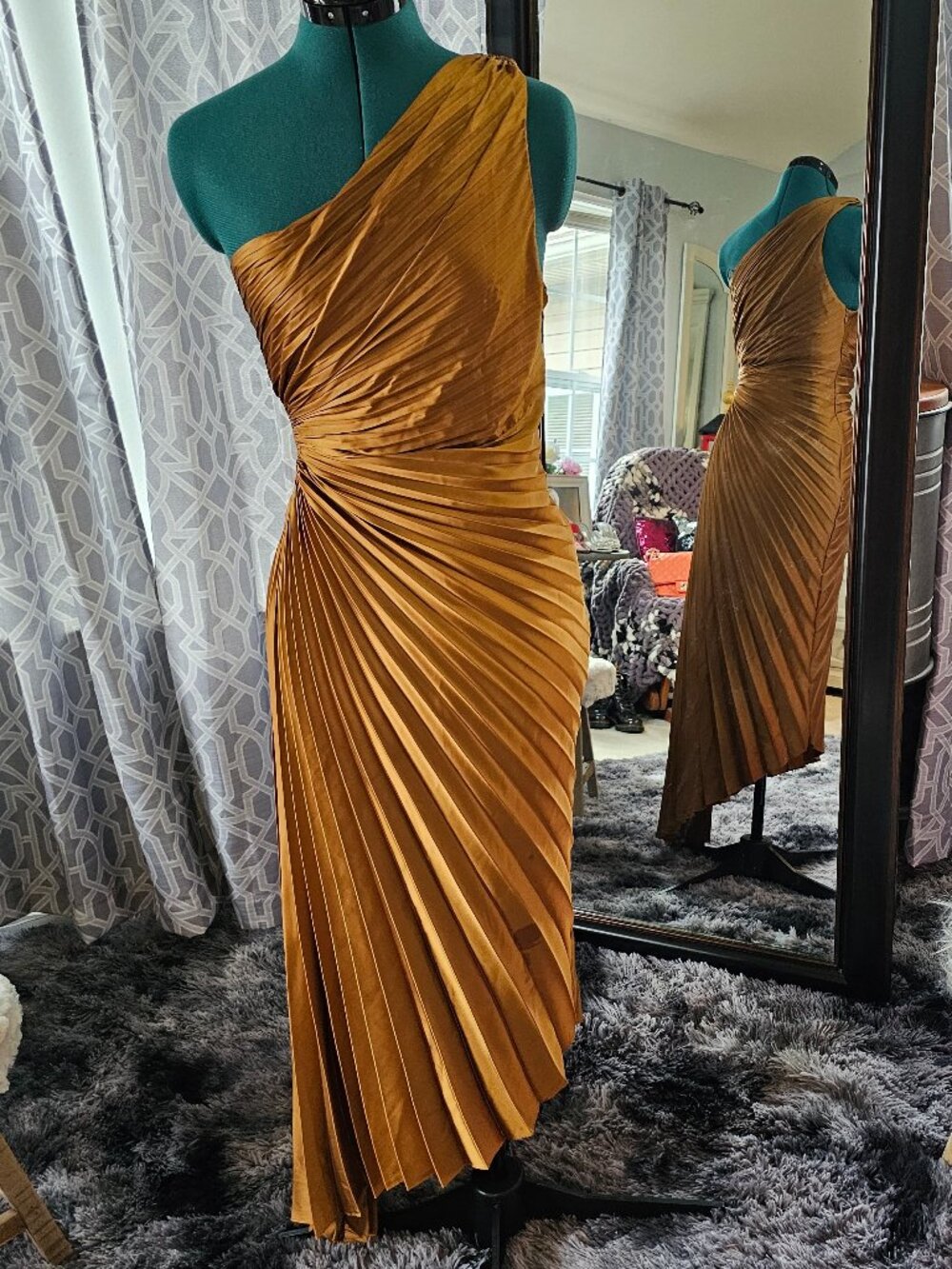 Dress Forum Olympia Asymmetrical Pleated One‑Shoulder Maxi Dress – Size S - Picture 5 of 11